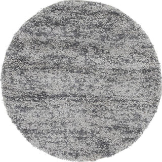 Unique Loom Hygge Shag T-HYGE3 Gray Area Rug Round Top-down Image