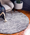 Unique Loom Hygge Shag T-HYGE3 Gray Area Rug Round Lifestyle Image