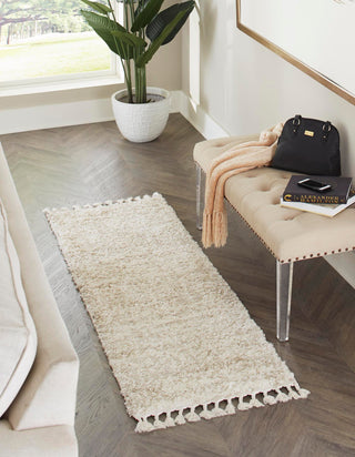 Unique Loom Hygge Shag T-HYGE3 Ivory Area Rug Runner Lifestyle Image