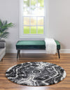 Unique Loom Hygge Shag T-HYGE4 Black and White Area Rug Round Lifestyle Image
