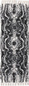 Unique Loom Hygge Shag T-HYGE4 Black and White Area Rug Runner Top-down Image