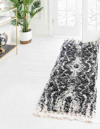 Unique Loom Hygge Shag T-HYGE4 Black and White Area Rug Runner Lifestyle Image