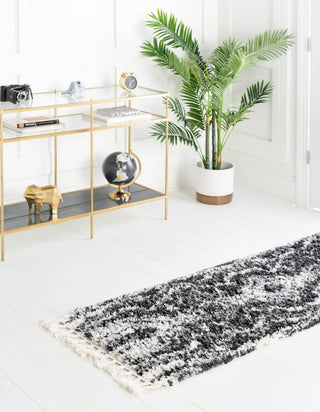 Unique Loom Hygge Shag T-HYGE4 Black and White Area Rug Runner Lifestyle Image