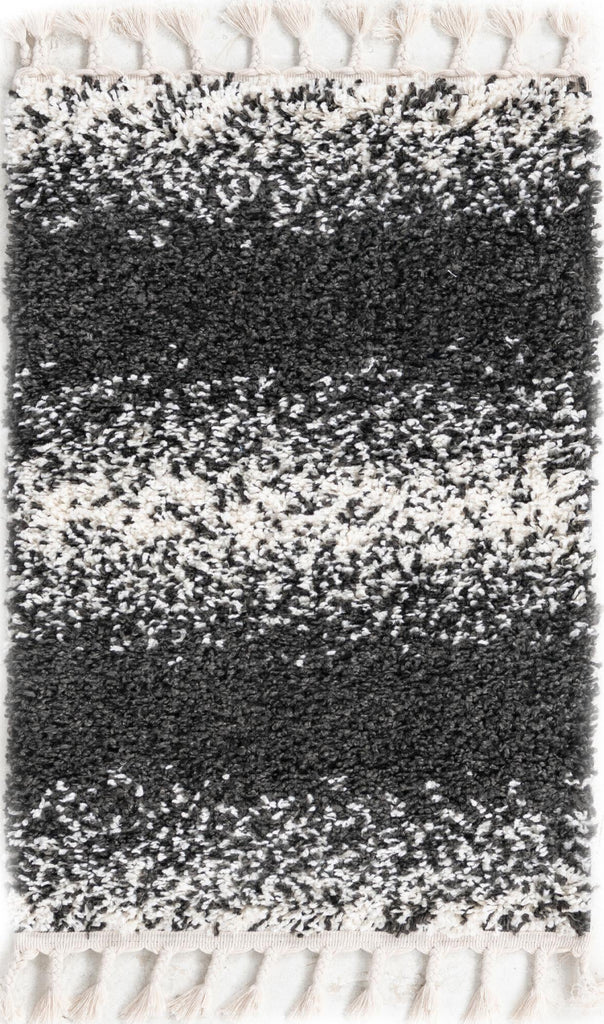 Unique Loom Hygge Shag T-HYGE5 Black and White Area Rug main image