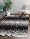 Unique Loom Hygge Shag T-HYGE5 Black and White Area Rug Rectangle Lifestyle Image Feature
