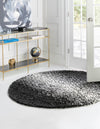 Unique Loom Hygge Shag T-HYGE5 Black and White Area Rug Round Lifestyle Image