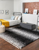 Unique Loom Hygge Shag T-HYGE5 Black and White Area Rug Square Lifestyle Image