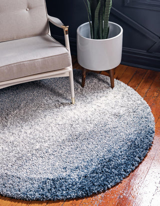 Unique Loom Hygge Shag T-HYGE5 Blue Area Rug Round Lifestyle Image