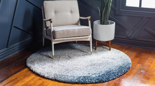 Unique Loom Hygge Shag T-HYGE5 Blue Area Rug Round Lifestyle Image