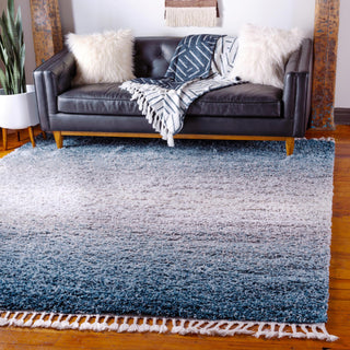 Unique Loom Hygge Shag T-HYGE5 Blue Area Rug Square Lifestyle Image