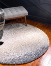 Unique Loom Hygge Shag T-HYGE5 Gray Area Rug Round Lifestyle Image