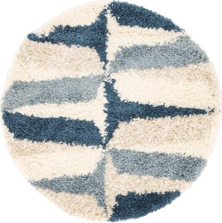 Unique Loom Hygge Shag T-LAGOM6 Blue Area Rug Round Top-down Image