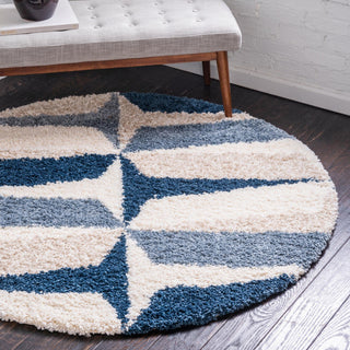 Unique Loom Hygge Shag T-LAGOM6 Blue Area Rug Round Lifestyle Image