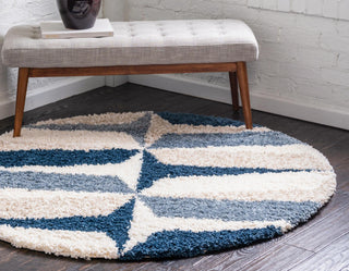 Unique Loom Hygge Shag T-LAGOM6 Blue Area Rug Round Lifestyle Image