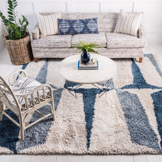 Unique Loom Hygge Shag T-LAGOM6 Blue Area Rug Square Lifestyle Image