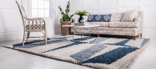 Unique Loom Hygge Shag T-LAGOM6 Blue Area Rug Square Lifestyle Image