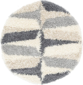 Unique Loom Hygge Shag T-LAGOM6 Gray Area Rug Round Top-down Image