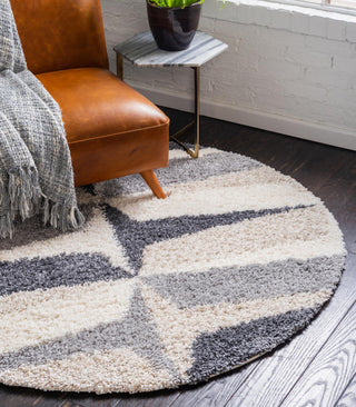 Unique Loom Hygge Shag T-LAGOM6 Gray Area Rug Round Lifestyle Image