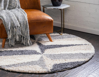 Unique Loom Hygge Shag T-LAGOM6 Gray Area Rug Round Lifestyle Image