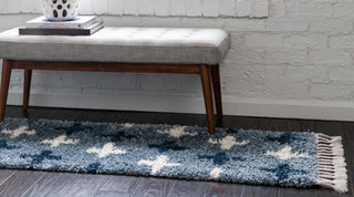 Unique Loom Hygge Shag T-LAGOM7 Blue Area Rug Runner Lifestyle Image