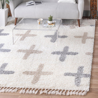 Unique Loom Hygge Shag T-LAGOM7 Ivory Area Rug Square Lifestyle Image