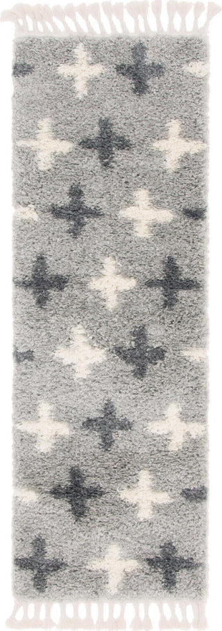 Unique Loom Hygge Shag T-LAGOM7 Light Gray Area Rug Runner Top-down Image