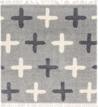 Unique Loom Hygge Shag T-LAGOM7 Light Gray Area Rug Square Top-down Image