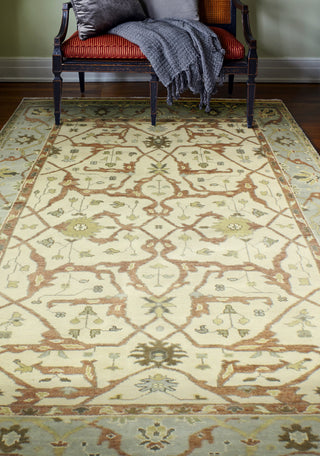 Bashian Vintage I123-HSA101 Ivory/Blue Area Rug Room Scene Feature