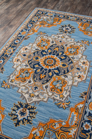 Momeni Ibiza IBI-1 Blue Area Rug Corner Image Feature