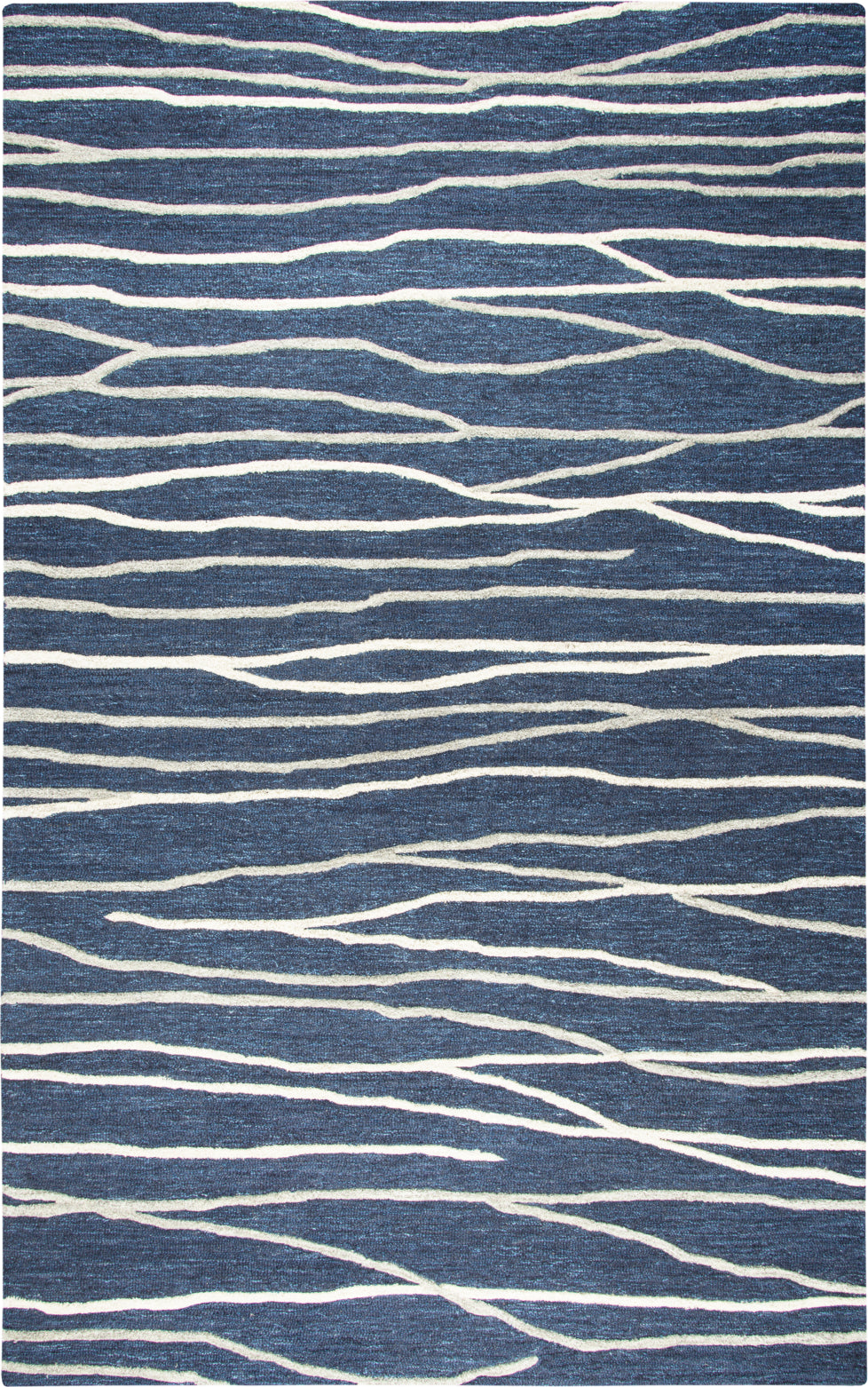 Rizzy Home Hand-tufted Idyllic Navy Wool Lines Area Rug - 8' x10