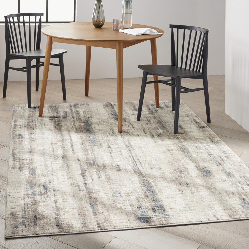 Calvin Klein CK022 Infinity IFN02 Ivory/Grey/Blue Area Rug Room Scene Feature