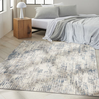 Calvin Klein CK022 Infinity IFN04 Ivory/Grey/Blue Area Rug Detail Image