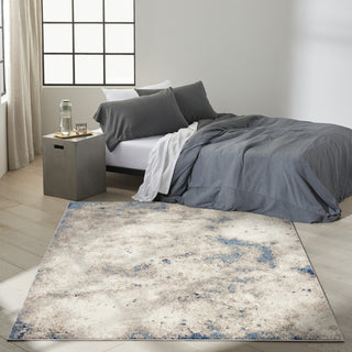 Calvin Klein CK022 Infinity IFN05 Ivory/Grey/Blue Area Rug Room Scene Feature