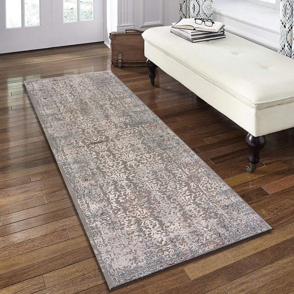 LR Resources Imagine Clouded Contemporary Gray / Wine Area Rug Lifestyle Image Feature