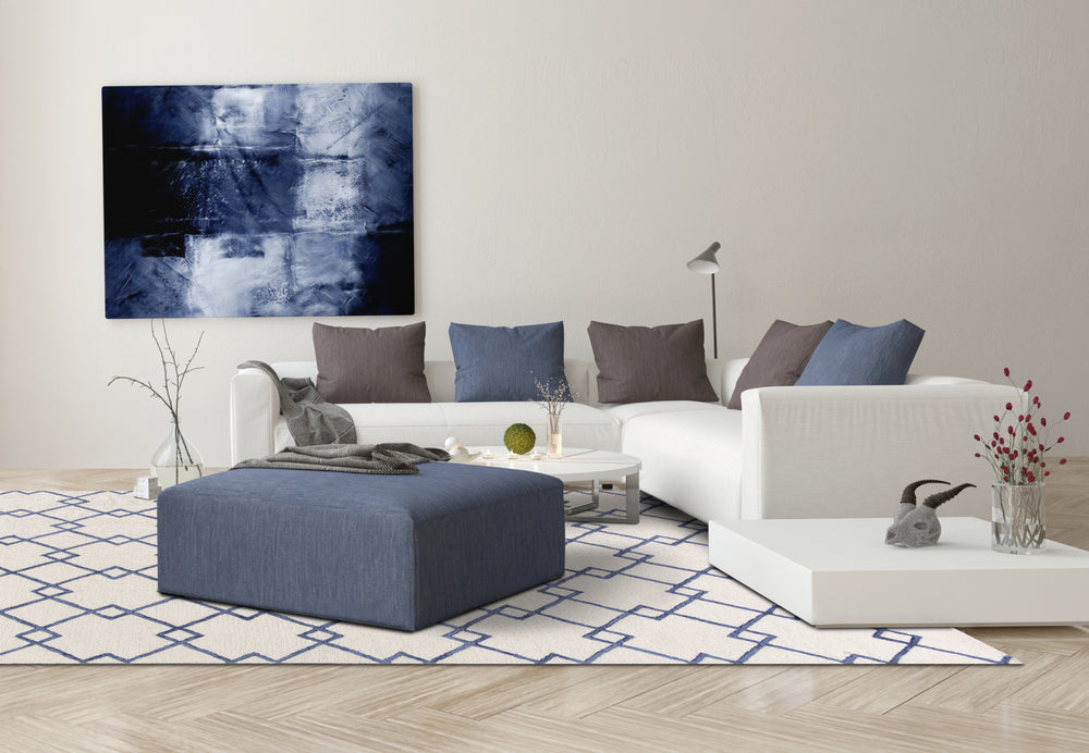 KAS Impressions 4612 Ivory/Blue Courtyard Area Rug  Feature