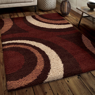 Orian Rugs Impressions Shag Ring of Fire Mocha Area Rug Lifestyle Image Feature