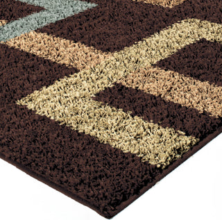 Orian Rugs Impressions Shag Cuffing Mocha Area Rug Corner Image