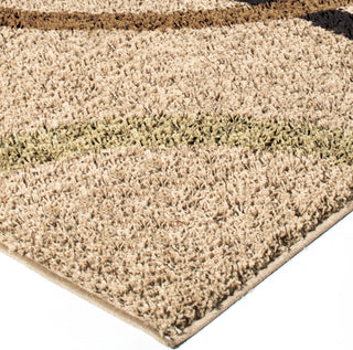 Orian Rugs Impressions Shag Circle Design Bisque Area Rug Corner Image