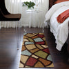 Orian Rugs Impressions Shag Circle Bloom Multi Brown Area Rug Lifestyle Image Feature