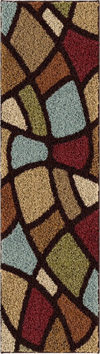 Orian Rugs Impressions Shag Circle Bloom Multi Brown Area Rug 