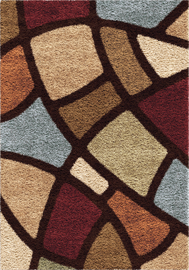 Orian Rugs Impressions Shag Circle Bloom Multi Brown Area Rug main image
