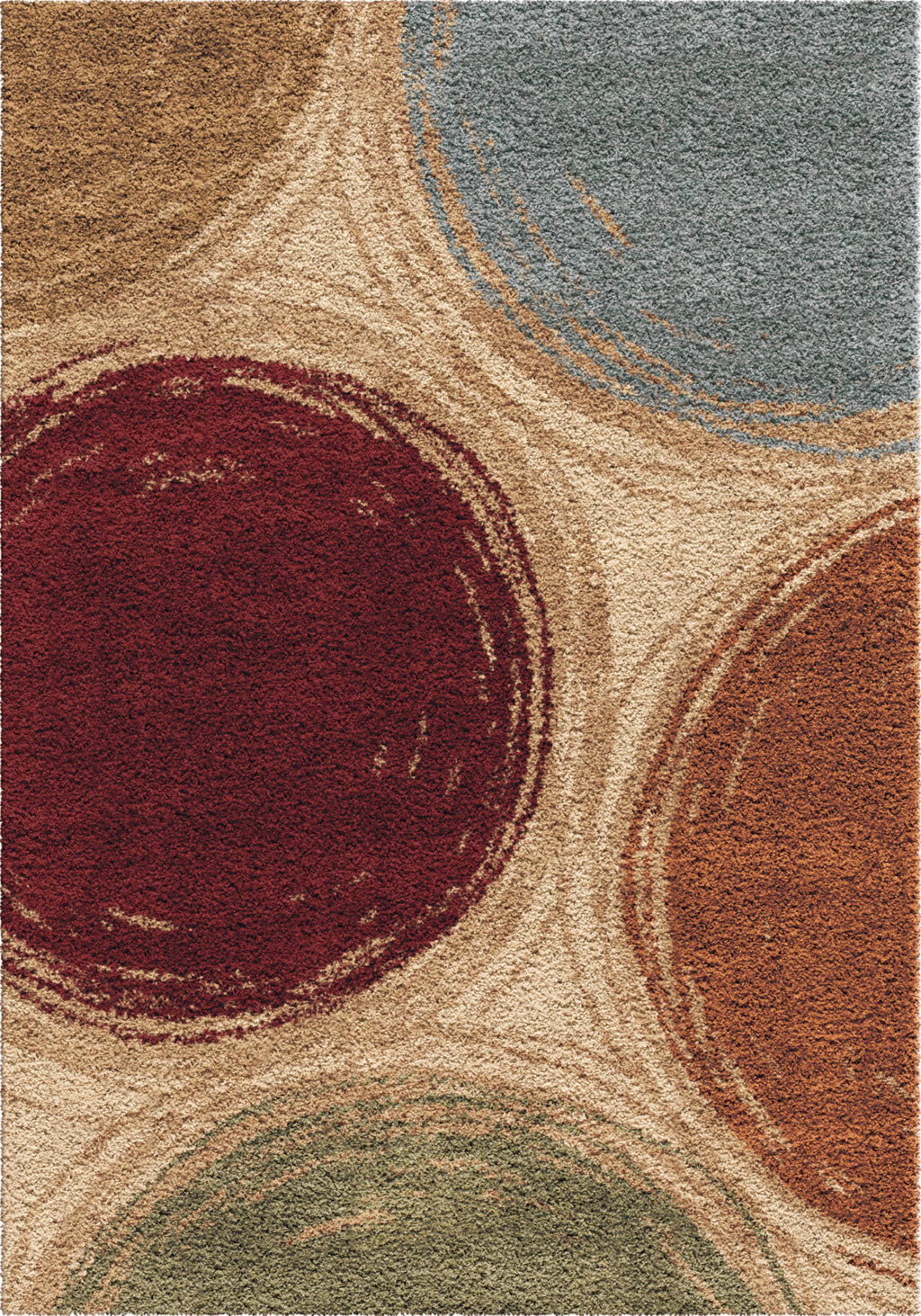 Round Orian Rugs Orian Rugs Impressions Shag Sketching Circles Multi Area Rug ...