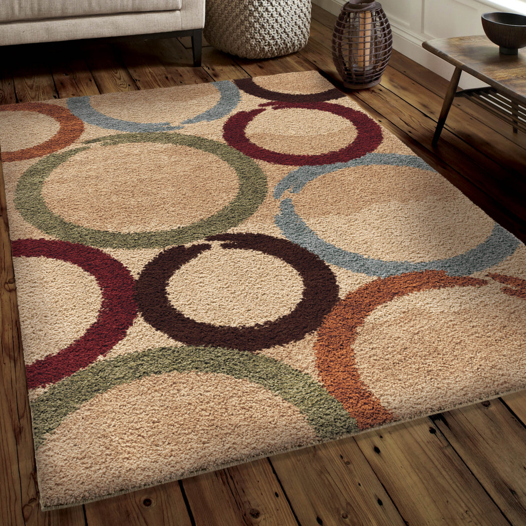 Orian Rugs Impressions Shag Hand Drawn Circles Multi Area Rug Lifestyle Image Feature