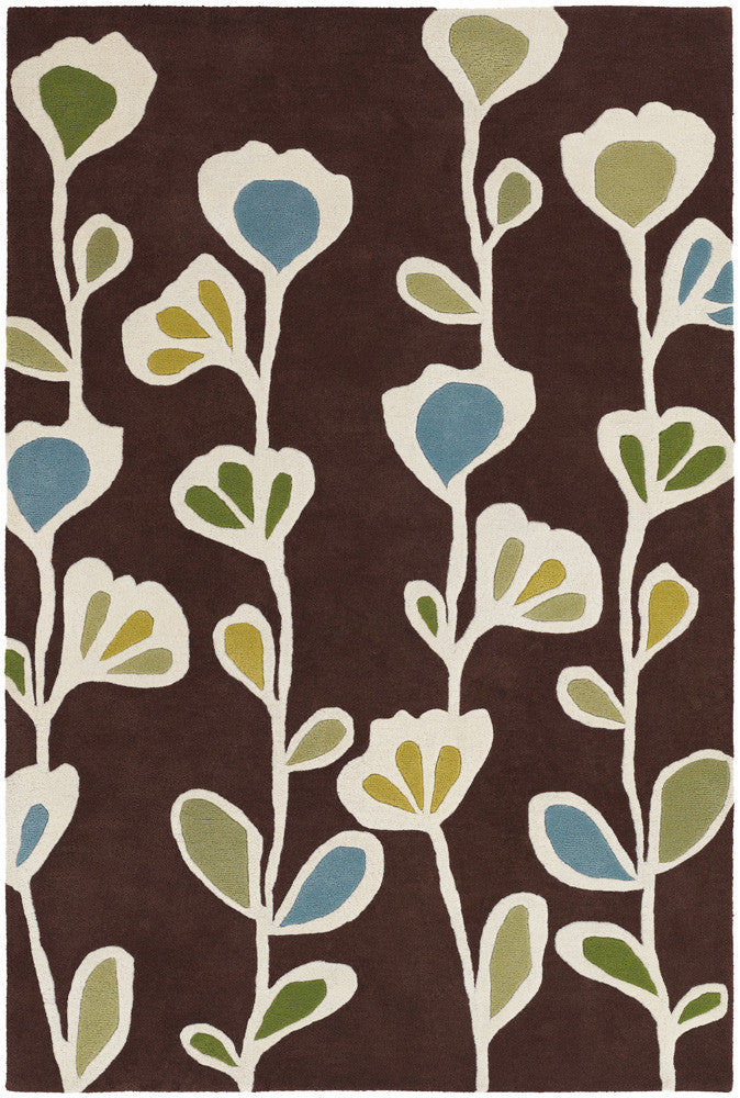 Chandra Inhabit INH-21608 Brown/White/Blue/Green Area Rug main image