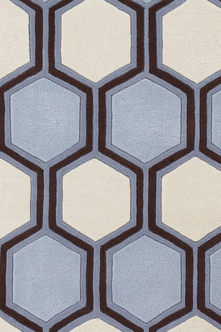 Chandra Inhabit INH-21611 Blue/Brown/White Area Rug Close Up