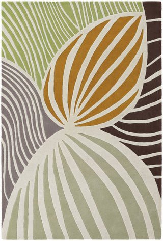 Chandra Inhabit INH-21621 White/Green/Orange/Grey/Brown Area Rug main image