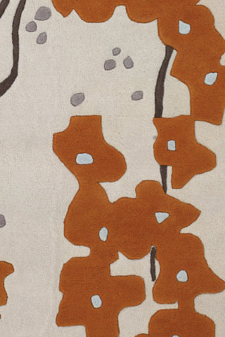 Chandra Inhabit INH-21623 White/Brown/Orange Area Rug Close Up