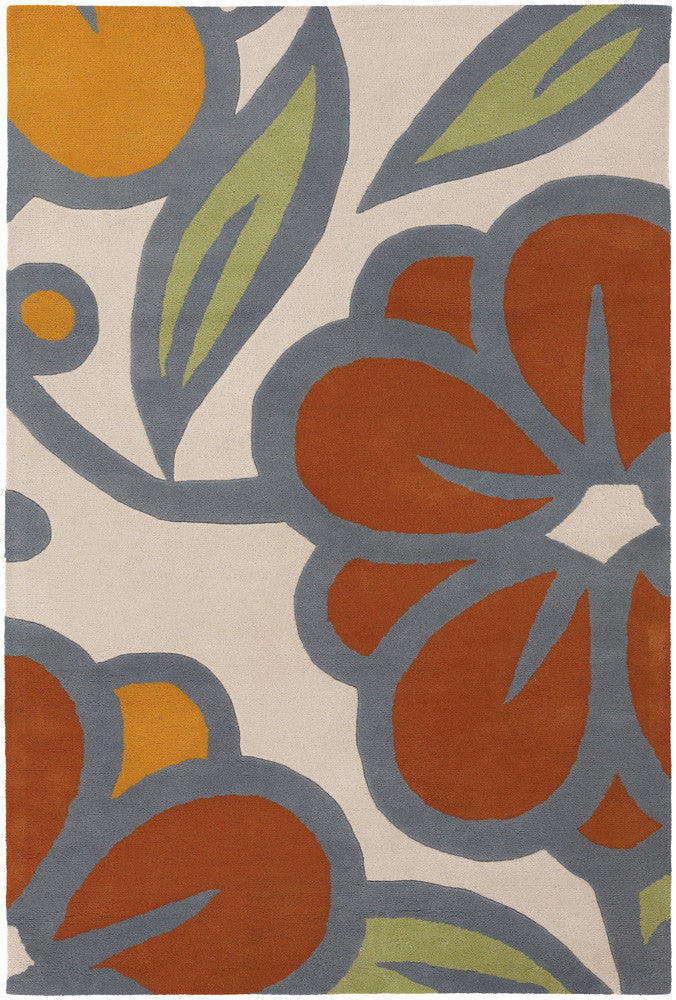 Chandra Inhabit INH-21625 Grey/Orange/White/Green/Rust Area Rug main image