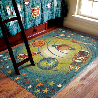 Orian Rugs Innocence Spacewalk Blue Area Rug Room Scene Feature