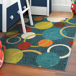 Orian Rugs Innocence Circles in the Sky Blue Area Rug Room Scene Feature